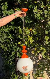 Lampadario a sospensione vintsge anni ‘70 in vetro
