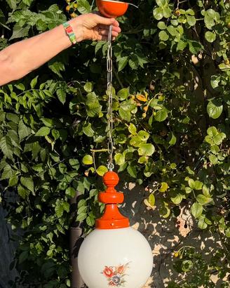Lampadario a sospensione vintsge anni ‘70 in vetro