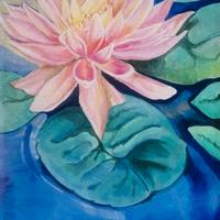dipinto acrilico fiore di loto