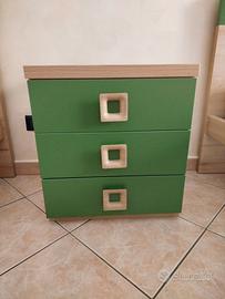 Letto singolo, rete singola ortopedica, comodino