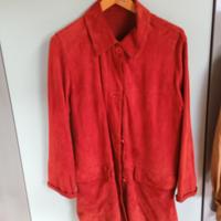 giacca in pelle rossa