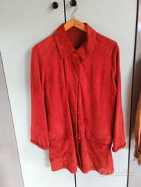 giacca in pelle rossa
