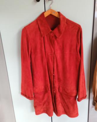 giacca in pelle rossa