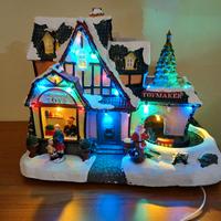 Villaggio natalizio casa con babbo natale 