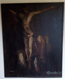 Dipinto Cristo in croce 1966 con cornice