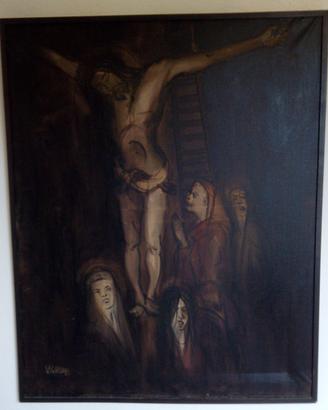 Dipinto Cristo in croce 1966 con cornice