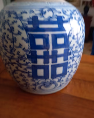 ANTICO VASO POTICHE IN PORCELLANA CINESE BIANCO-BL