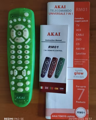 TELECOMANDO UNIVERSALE 7 IN 1 RM0 1 - AKAI TOKYO.