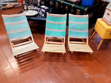 tre sedie da spiaggia vintage