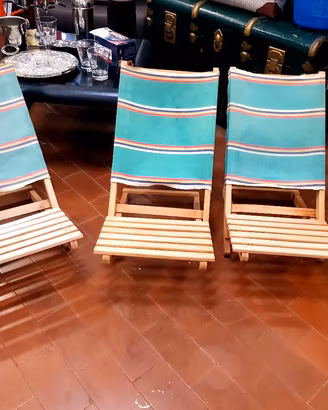 tre sedie da spiaggia vintage
