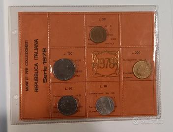 SERIE 1978 REPUBBLICA DIVISIONALE ZECCA 5 MONETE F