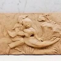 pannello decorativo in terracotta bassorilievo