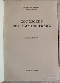Libro "Conoscere per amministrare" G. Medici /1957
