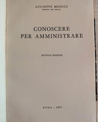 Libro "Conoscere per amministrare" G. Medici /1957