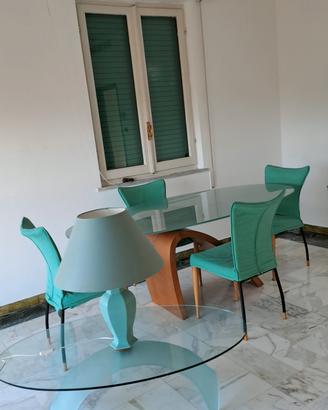 sala da pranzo  design vetro e legno