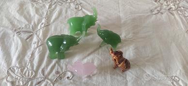 Elefantini in vetro soffiato e porcellana