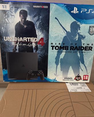PS4  1TB Jet Black Bundle Uncharted 4/Tomb Raider