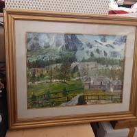 Quadro paesaggio montagna firma Lanci.