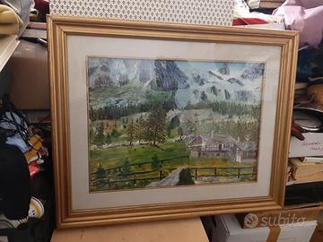 Quadro paesaggio montagna firma Lanci.