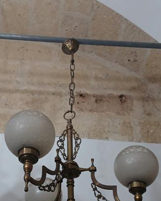 Lampadario Vintage in Ottone