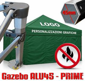 Gazebo 6x3 verde alluminio PVC ignifugo pieghevole