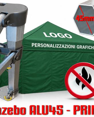 Gazebo 6x3 verde alluminio PVC ignifugo pieghevole