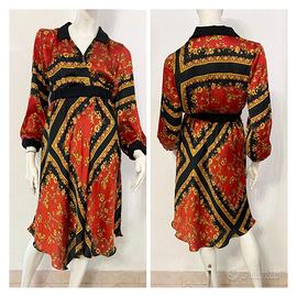ZARA Vestito abito stile barocco nero rosso giallo