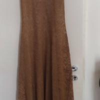 Abito elegante in maglina jaquard beige-bronzo co