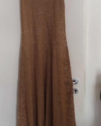 Abito elegante in maglina jaquard beige-bronzo co