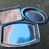 3 piatti in acciaio da portata + piatto da portata
