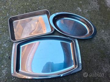 3 piatti in acciaio da portata + piatto da portata