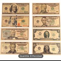 8 banconote di dollari in lamina oro +🎁