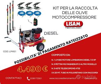 KIT RACCOLTA OLIVE LISAM 600 lt DIESEL, LOMBARDINI