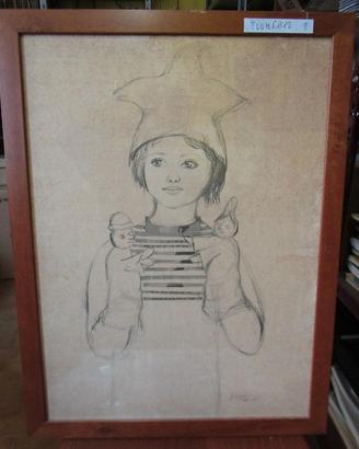disegno "ragazzo con marionette", di Pittarello, d