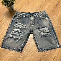 Bermuda jeans strappati denim 48
