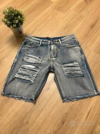 Bermuda jeans strappati denim 48
