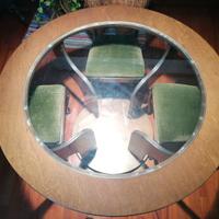 INTERESSANTE pezzo unico Tavolo tondo legno-vetro