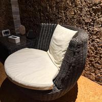 SET POLTRONE E TAVOLINO IN RATTAN NERO