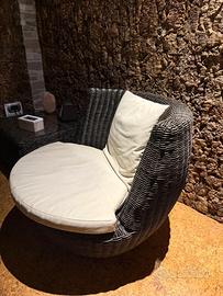 SET POLTRONE E TAVOLINO IN RATTAN NERO