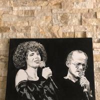 QUADRO DIPINTO A MANO''ORNELLA VANONI e GINO PAOLI