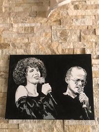 QUADRO DIPINTO A MANO''ORNELLA VANONI e GINO PAOLI