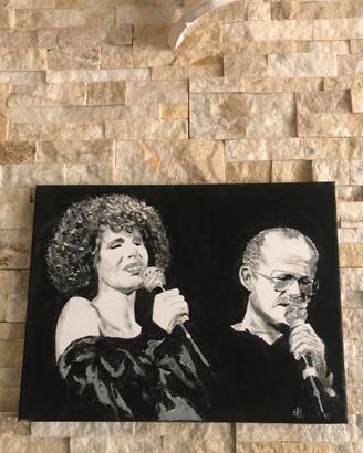 QUADRO DIPINTO A MANO''ORNELLA VANONI e GINO PAOLI