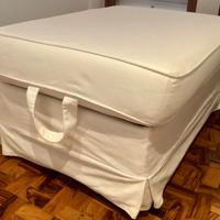 Pouf poggiapiedi con contenitore bianco