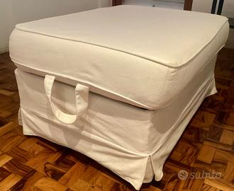 Pouf poggiapiedi con contenitore bianco