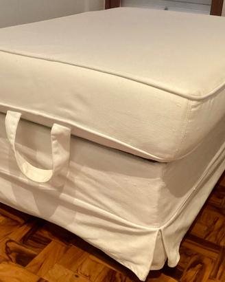 Pouf poggiapiedi con contenitore bianco