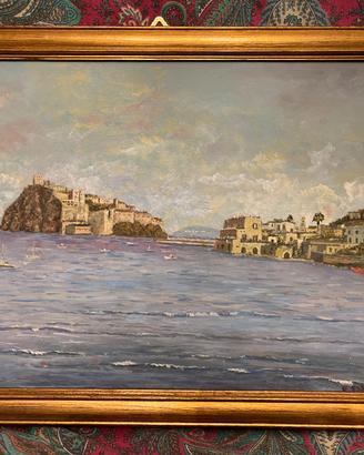 Quadro isola di ischia nel golfo di napoli