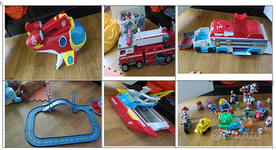 PAW PATROL 4 mezzi di trasporto+ pista + personagg