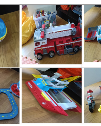 PAW PATROL 4 mezzi di trasporto+ pista + personagg