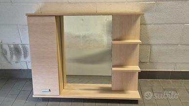 Mobile specchiera da bagno a parete legno chiaro