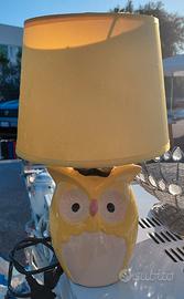 Lampada gufo giallo da scrivania comodino 